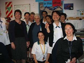 L->R: Mary Quayle, Jonele Woodhead, Judy Briggs, Barb,
Nafisat Harooj, Susan Consessio, Maria Cutter, Maria Young,
Georgina ?, Bev Scott