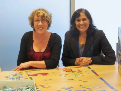 Never a cross word! Norma Edlin and Rashme Naran, last century survivors!!